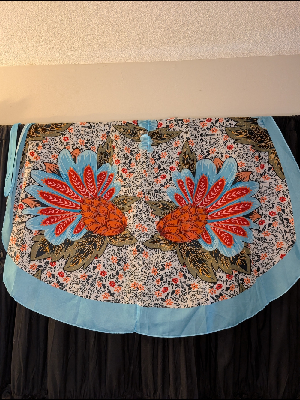 70s Retro Style Floral Wrap Sarong Skirt XL Bold Beach Wear Folk Art Apron - Picture 2 of 12